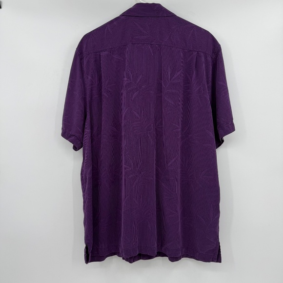 Tommy Bahama Shirt Men XL Purple Silk LSU Button Up Short Sleeve Floral Hawaiian - Picture 4 of 11